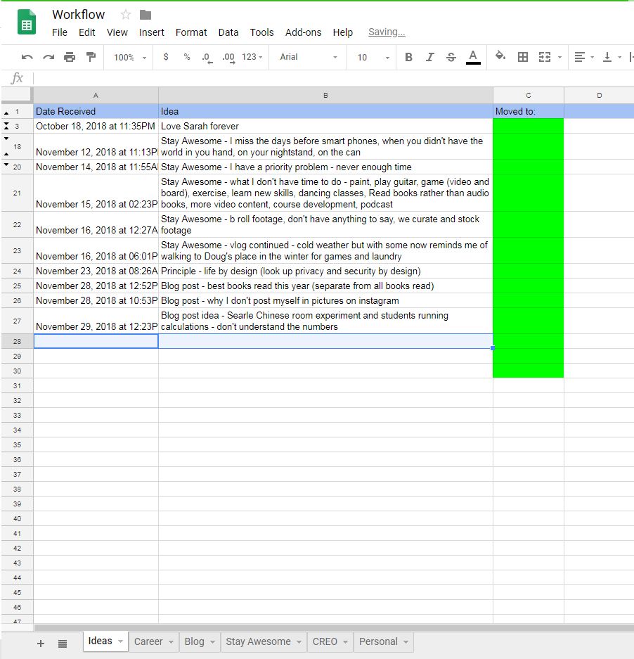 IFTTT spreadsheet 2